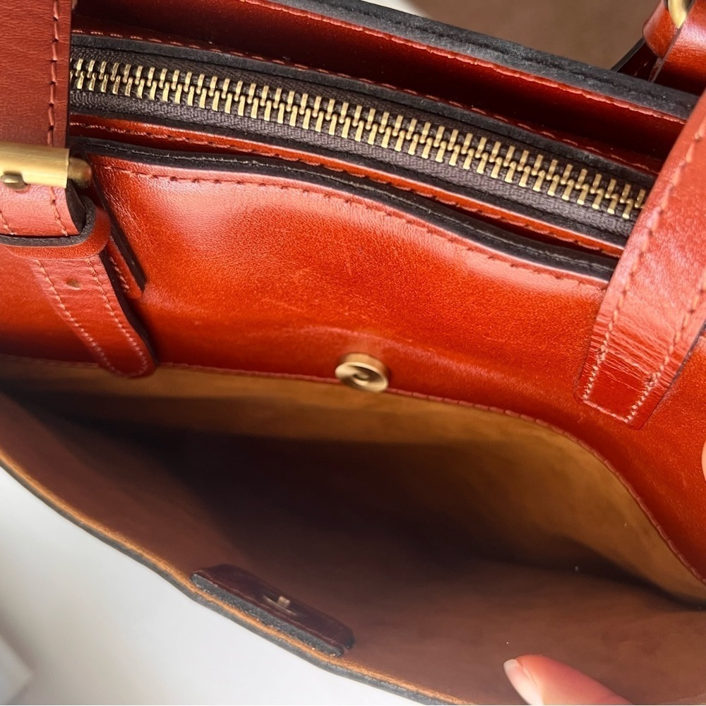 Patricia Nash Leather Genevieve Tan Filligree Satchel/Tote - Picture 13 of 13